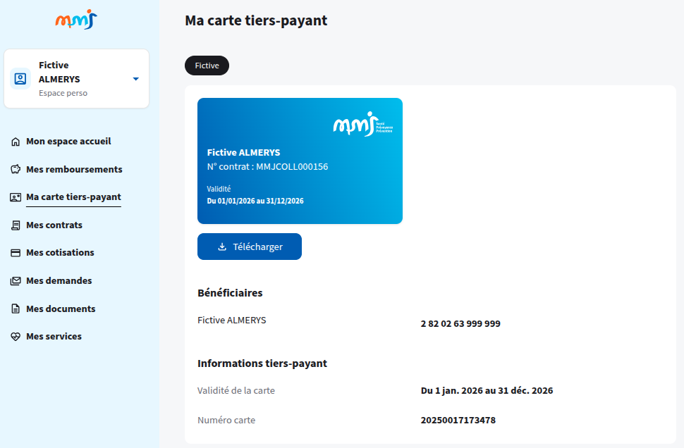 Rubrique carte tiers-payant
