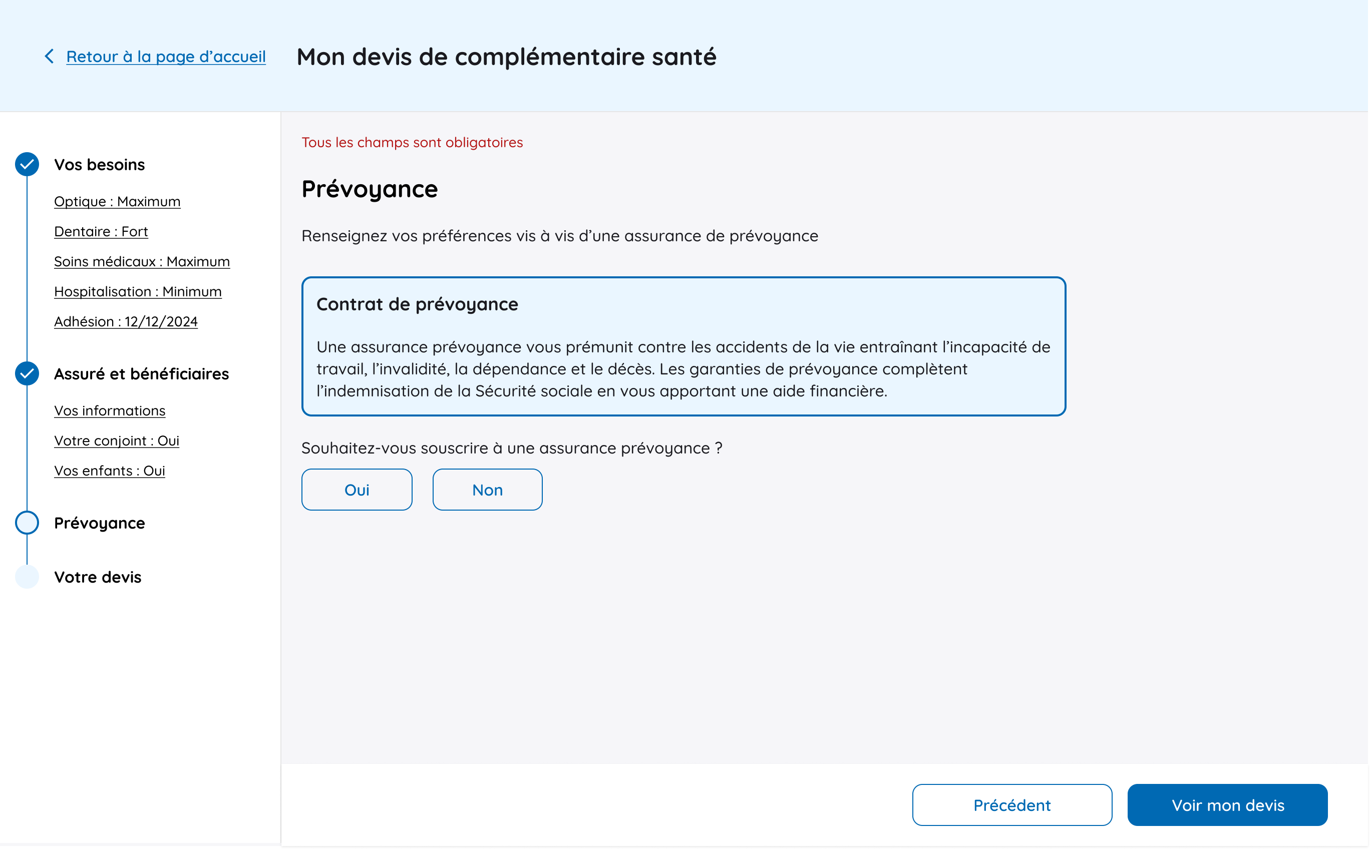 Choix d'une assurance prévoyance dans le tunnel de vente
